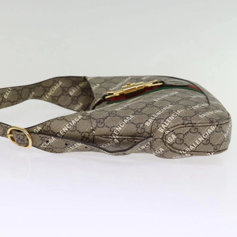 GUCCI GG Supreme Web Sherry Line Jackie Bag BALENCIAGA Beige 636706 Auth 749... - Picture 6 of 15